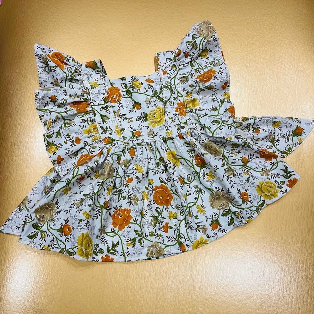 Handmade Butterfly Style Floral 1960’s Vintage Girl Blouse Top 4T